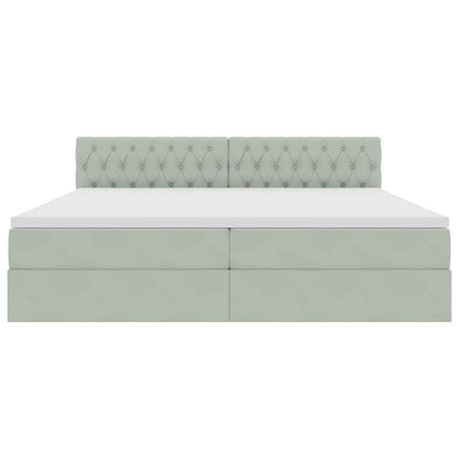 Bed met LED -striplichten Lichtgrijs 200 x 200 cm Fluweel