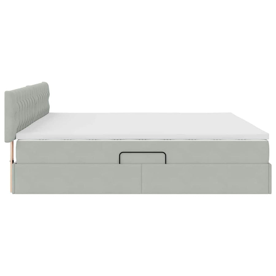 Bed met LED -striplichten Lichtgrijs 200 x 200 cm Fluweel