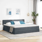 LED Storage Bed with Mattress Dark Grey 200 x 200 cm Velvet