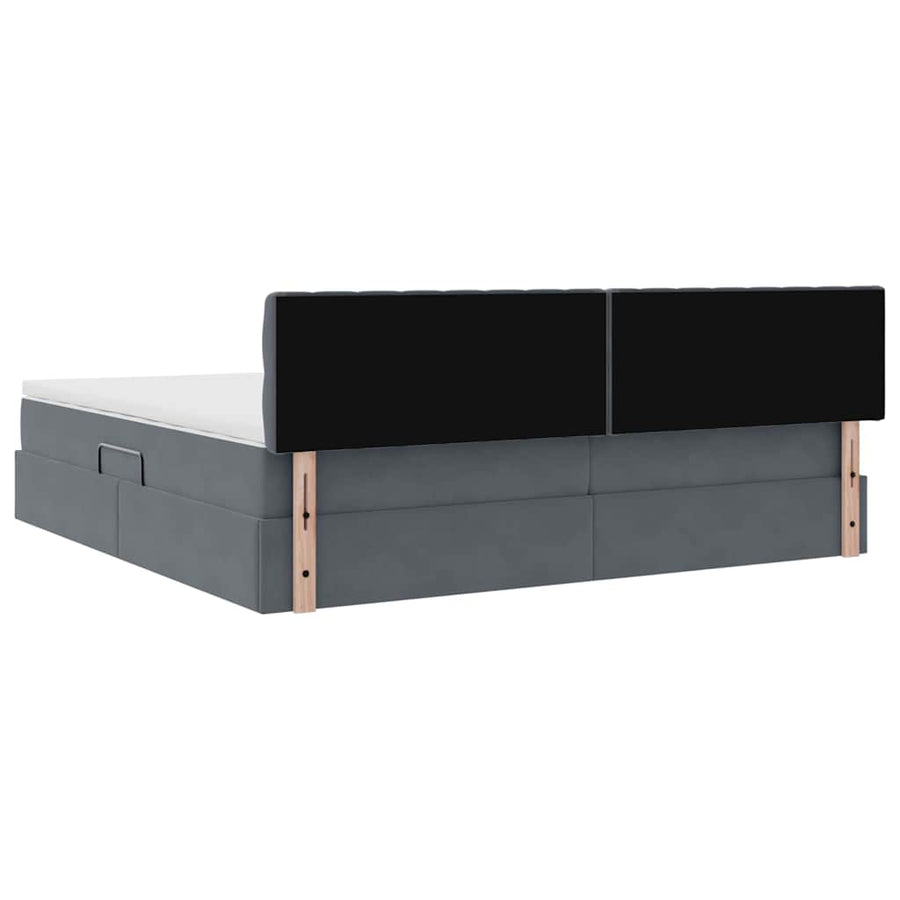 Bed met LED -striplichten Donkergrijs 200 x 200 cm Fluweel
