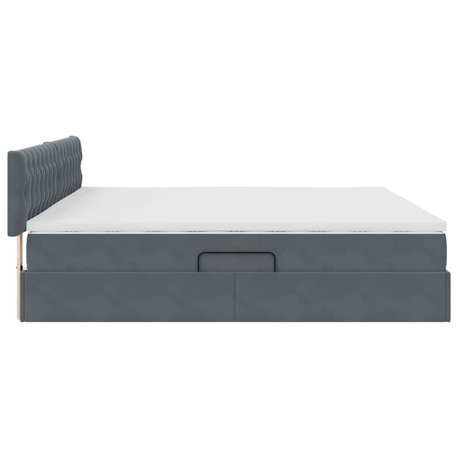 Bed met LED -striplichten Donkergrijs 200 x 200 cm Fluweel