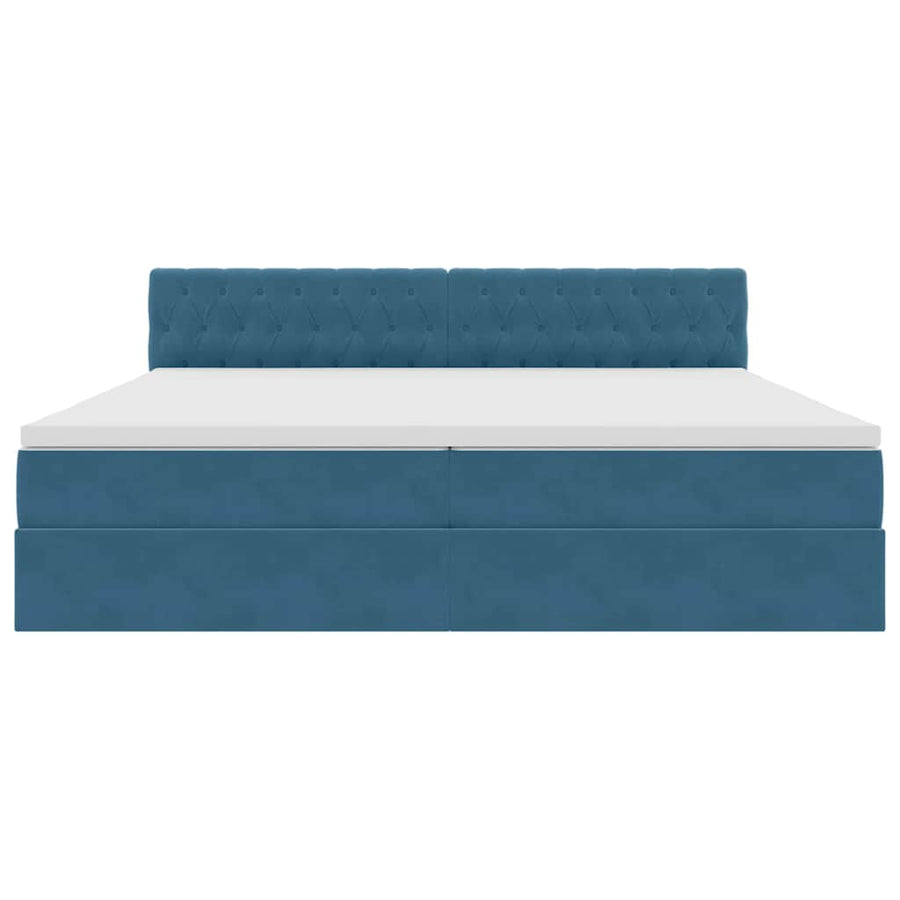 Bed met LED -striplichten Donkerblauw 200 x 200 cm Fluweel