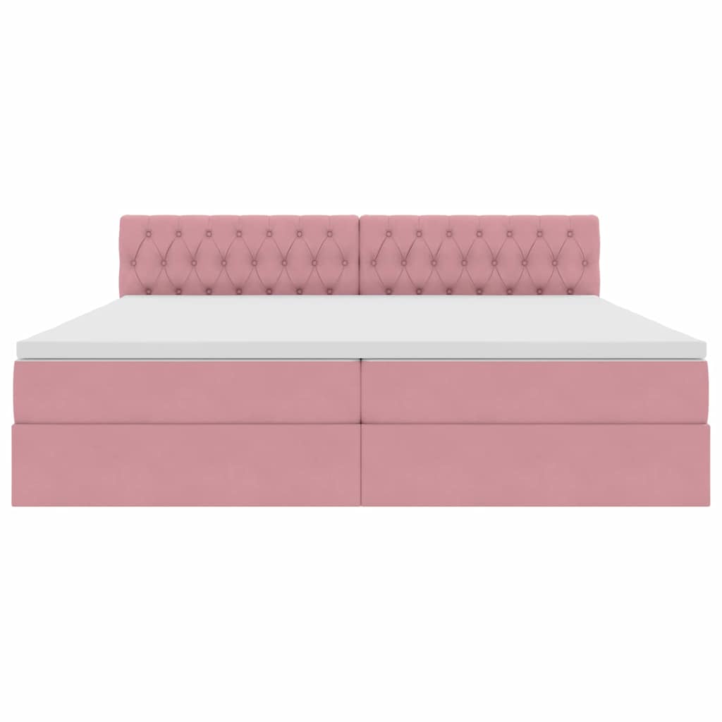 Bed met LED -striplichten met opslag Roze 200 x 200 cm Fluweel