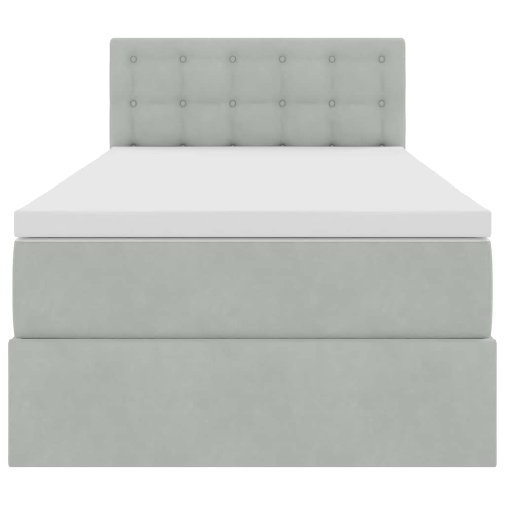 Opbergbed met LED met matras Lichtgrijs 90 x 190 cm Fluweel