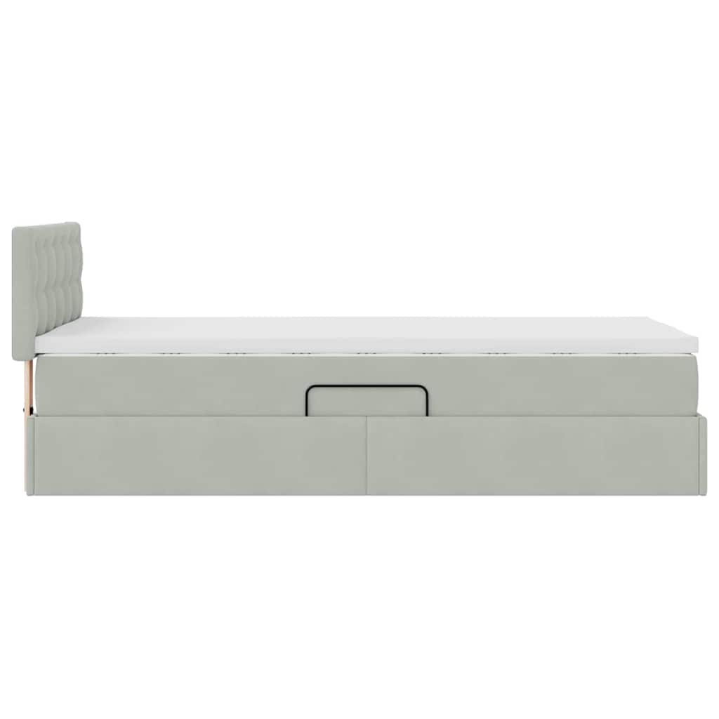 Opbergbed met LED met matras Lichtgrijs 90 x 190 cm Fluweel
