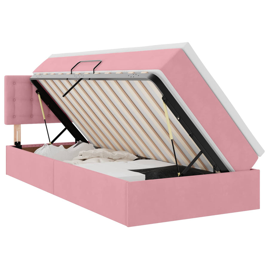 Opbergbed met LED met matras met LED Roze 90 x 190 cm Fluweel