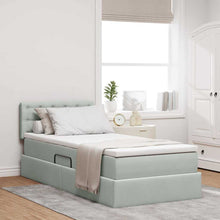Opbergbed met LED met matras Lichtgrijs 90 x 200 cm Fluweel
