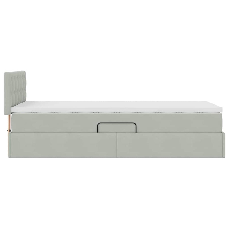 Opbergbed met LED met matras Lichtgrijs 90 x 200 cm Fluweel