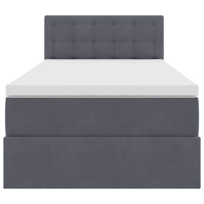 Opbergbed met LED met matras Donkergrijs 90 x 200 cm Fluweel