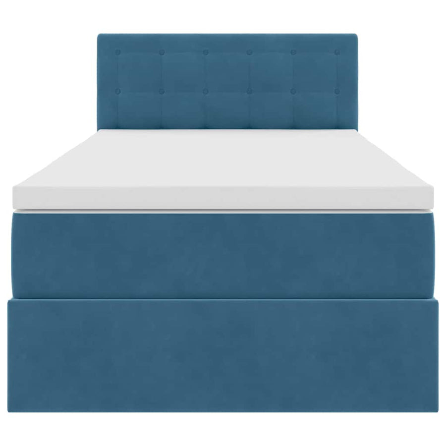 Opbergbed met LED met matras Donkerblauw 90 x 200 cm Fluweel