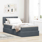 Storage Bed with LED and Mattress Dark Grey 100 x 200 cm Velvet