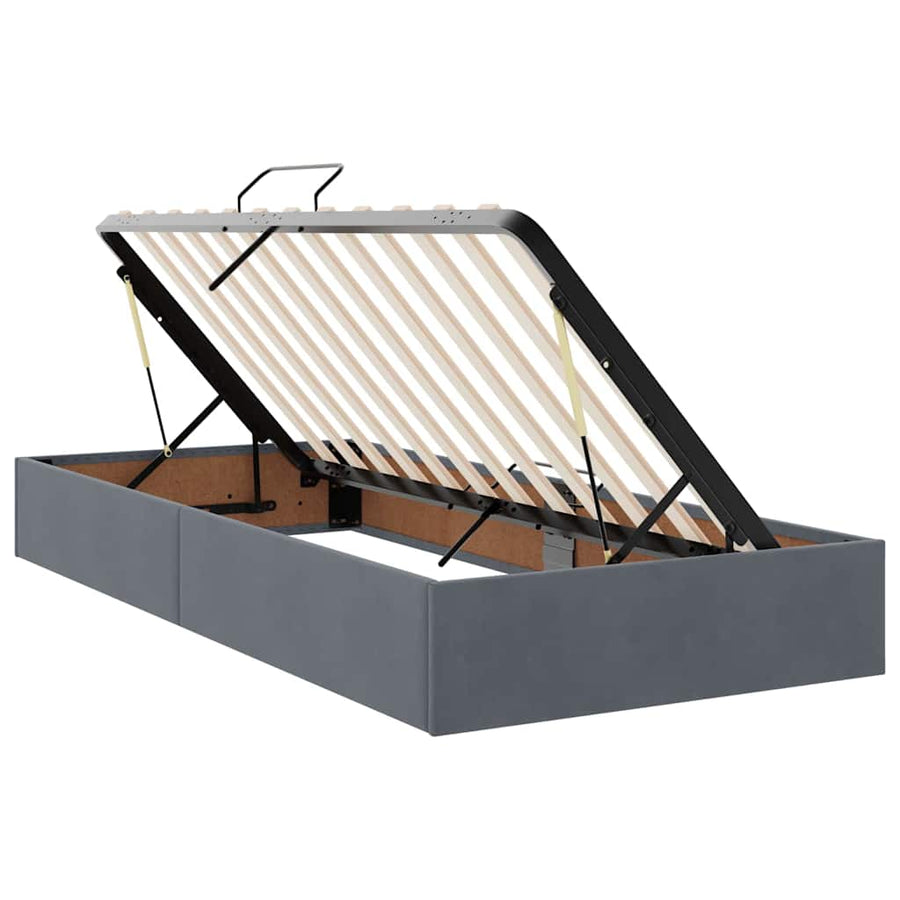 Opbergbed met LED met matras Donkergrijs 100 x 200 cm Fluweel