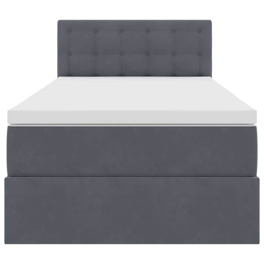 Opbergbed met LED met matras Donkergrijs 100 x 200 cm Fluweel