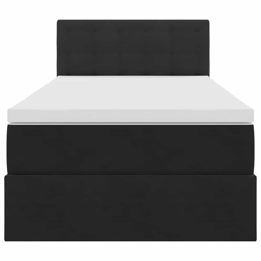 Opbergbed met LED met matras met LED Zwart 100 x 200 cm Fluweel