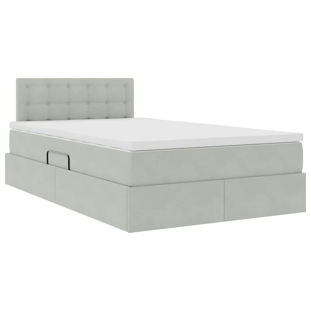 Bed met LED -striplichten Lichtgrijs 120 x 200 cm Fluweel
