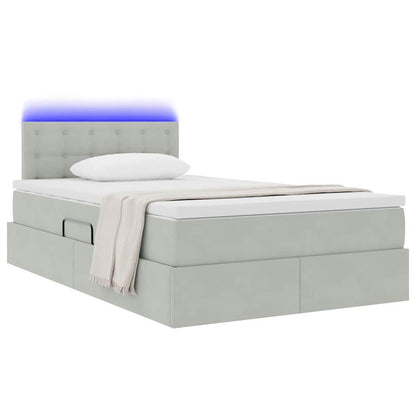 Bed met LED -striplichten Lichtgrijs 120 x 200 cm Fluweel