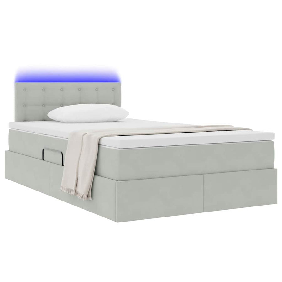 Bed met LED -striplichten Lichtgrijs 120 x 200 cm Fluweel