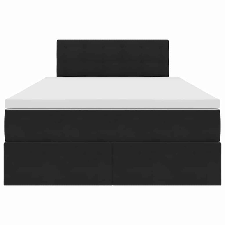 Bed met LED -striplichten met opslag Zwart 120 x 200 cm Fluweel
