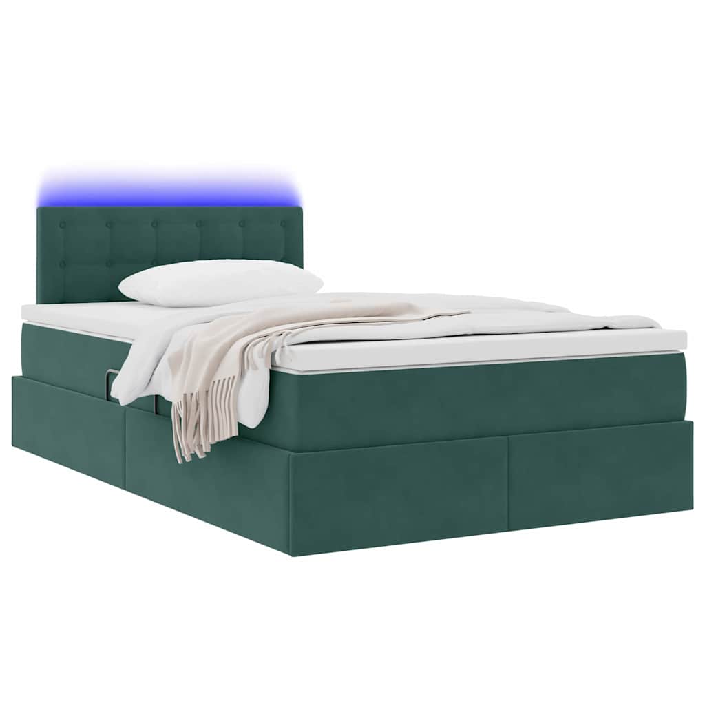 Bed met LED -striplichten Donkergroen 120 x 200 cm Fluweel