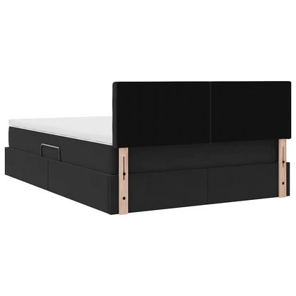 Bed met LED -striplichten met opslag Zwart 140 x 190 cm Fluweel