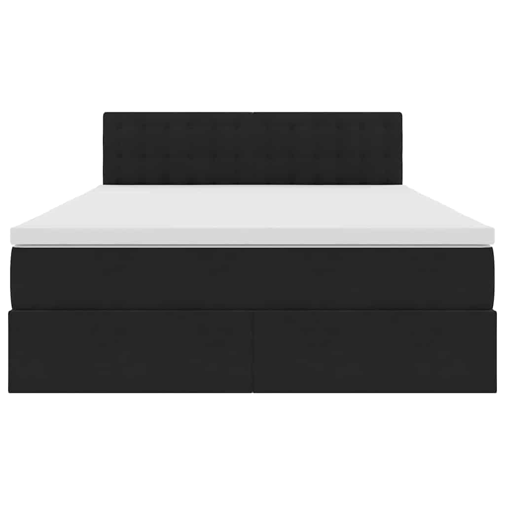 Bed met LED -striplichten met opslag Zwart 140 x 190 cm Fluweel