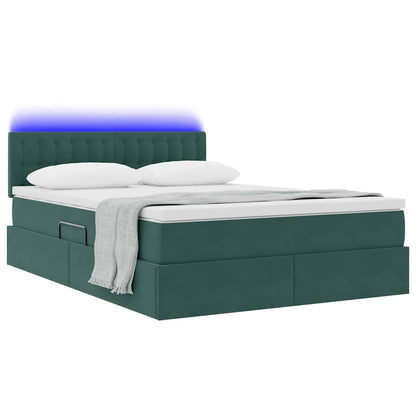 Bed met LED -striplichten Donkergroen 140 x 190 cm Fluweel