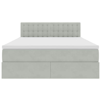 Bed met LED -striplichten Lichtgrijs 140 x 200 cm Fluweel