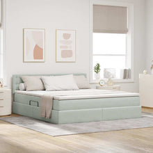 Bed met LED -striplichten Lichtgrijs 160 x 200 cm Fluweel