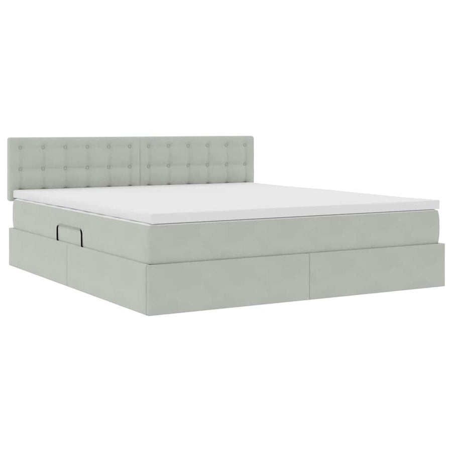 Bed met LED -striplichten Lichtgrijs 160 x 200 cm Fluweel