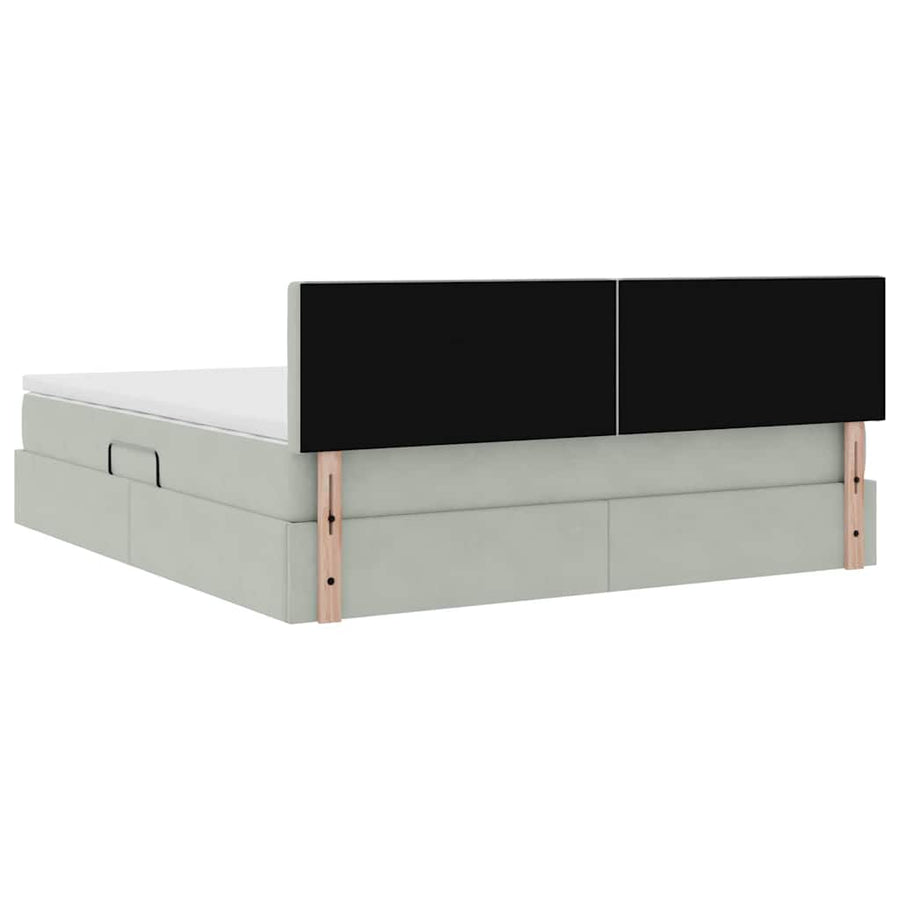 Bed met LED -striplichten Lichtgrijs 160 x 200 cm Fluweel