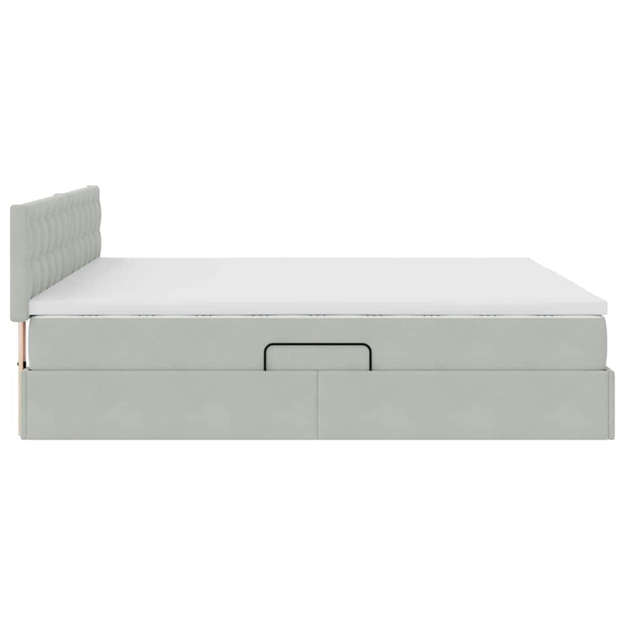 Bed met LED -striplichten Lichtgrijs 160 x 200 cm Fluweel