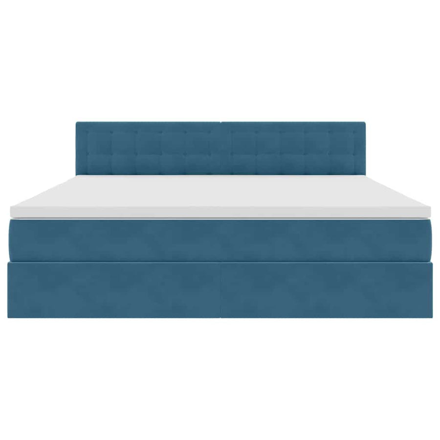 Bed met LED -striplichten Donkerblauw 160 x 200 cm Fluweel