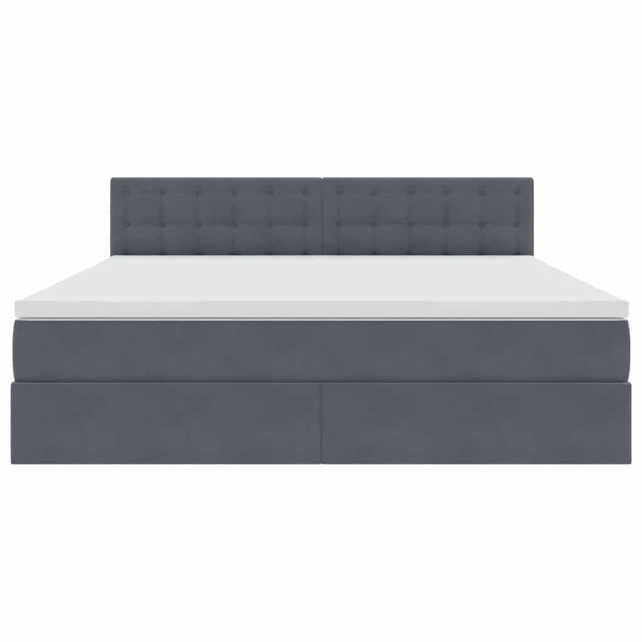Bed met LED -striplichten Donkergrijs 180 x 200 cm Fluweel