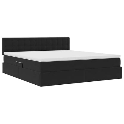 Bed met LED -striplichten met opslag Zwart 180 x 200 cm Fluweel