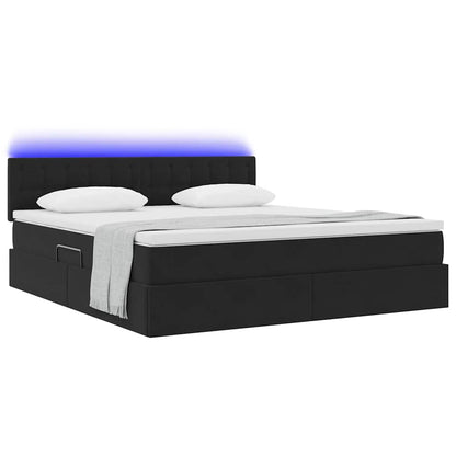 Bed met LED -striplichten met opslag Zwart 180 x 200 cm Fluweel