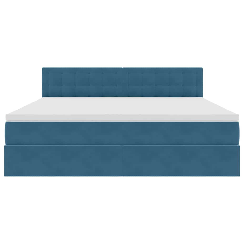 Bed met LED -striplichten Donkerblauw 180 x 200 cm Fluweel