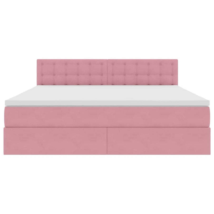 Bed met LED -striplichten met opslag Roze 180 x 200 cm Fluweel