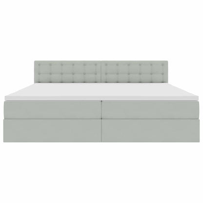 Bed met LED -striplichten Lichtgrijs 200 x 200 cm Fluweel