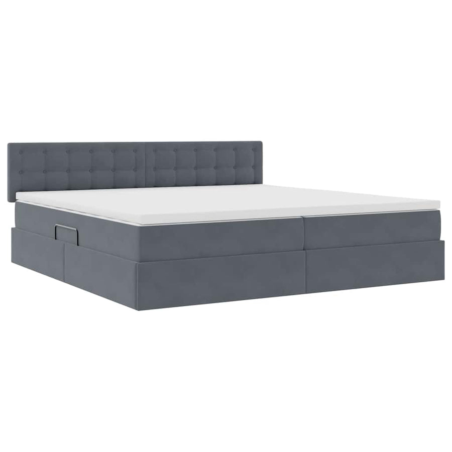 Bed met LED -striplichten Donkergrijs 200 x 200 cm Fluweel