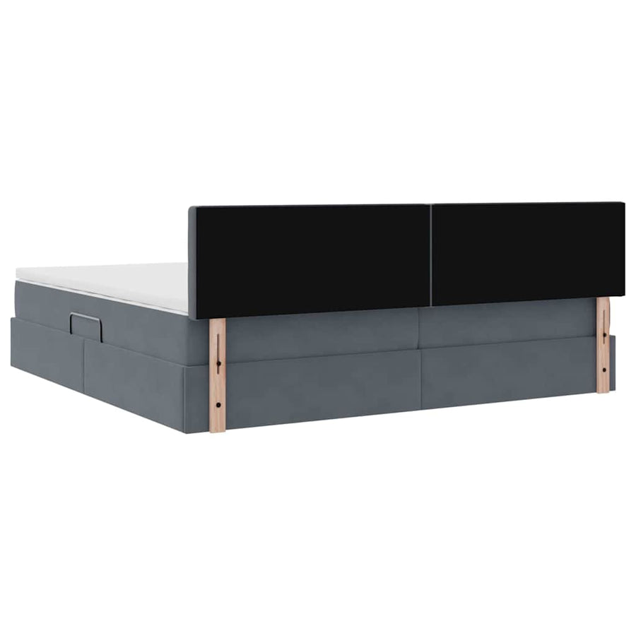 Bed met LED -striplichten Donkergrijs 200 x 200 cm Fluweel