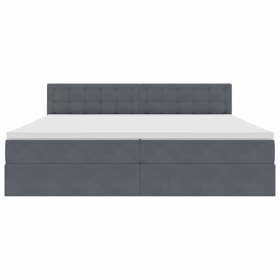 Bed met LED -striplichten Donkergrijs 200 x 200 cm Fluweel