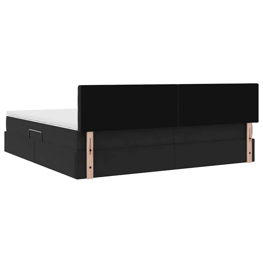 Bed met LED -striplichten met opslag Zwart 200 x 200 cm Fluweel