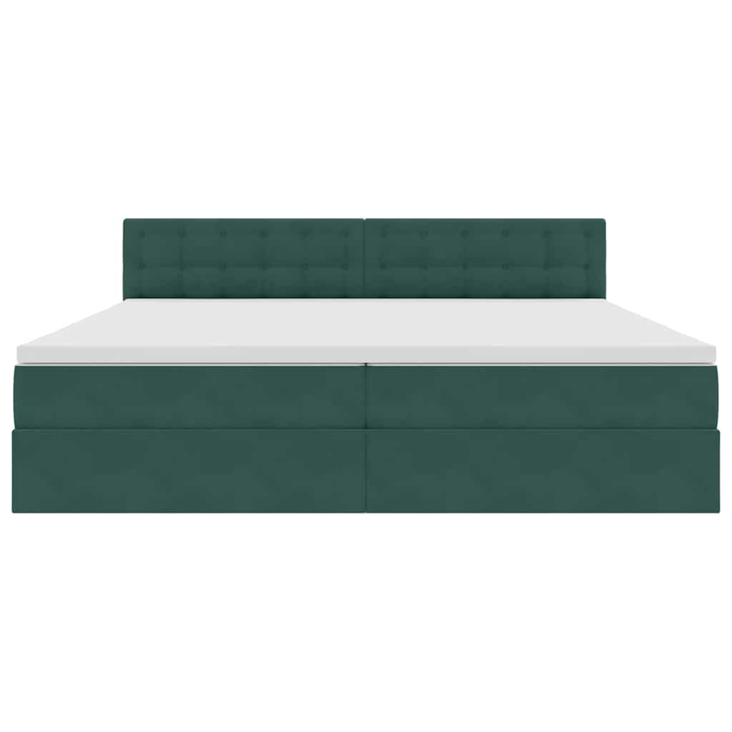 Opbergbed met LED met matras Donkergroen 200 x 200 cm Fluweel