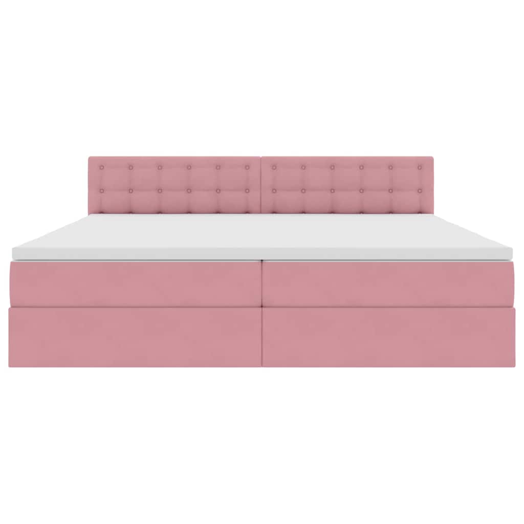 Bed met LED -striplichten met opslag Roze 200 x 200 cm Fluweel