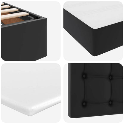 Opbergbed met LED met matras Zwart 180 x 200 cm Nep Leer