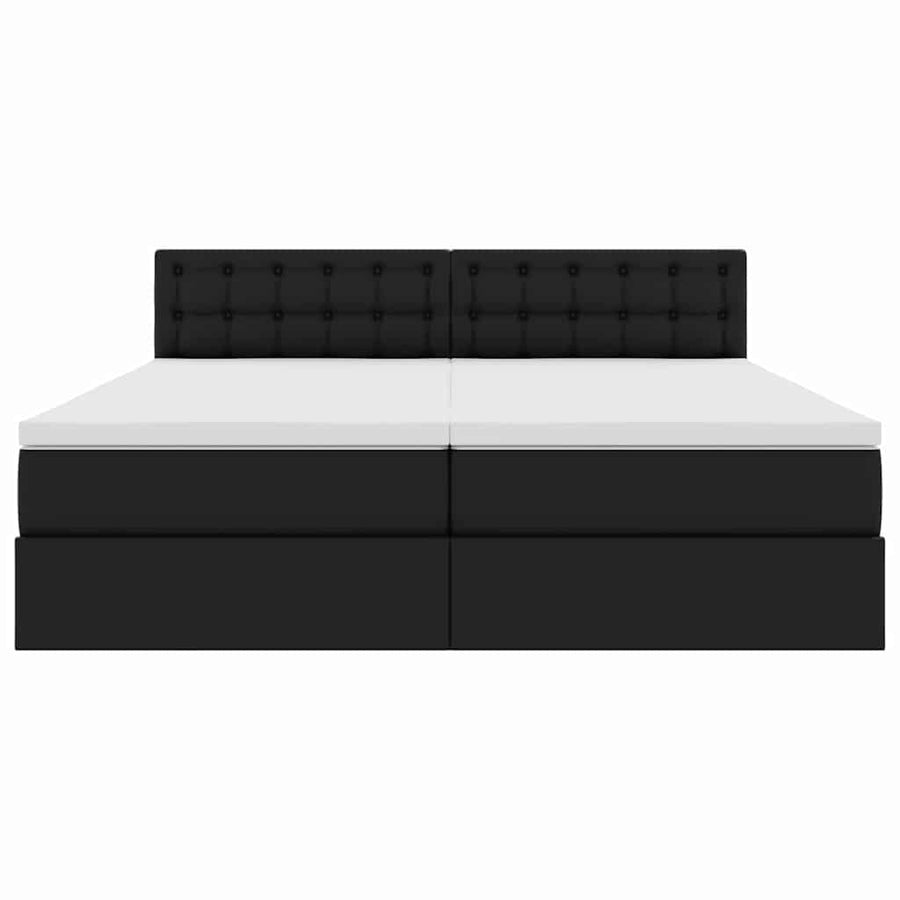 Opbergbed met LED met matras Zwart 180 x 200 cm Nep Leer