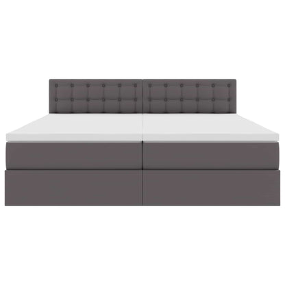 Opbergbed met LED met matras Grijs 180 x 200 cm Nep Leer
