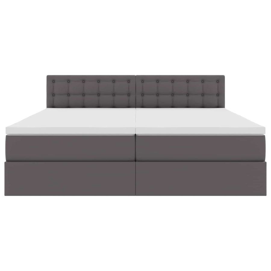 Opbergbed met LED met matras Grijs 180 x 200 cm Nep Leer