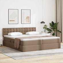 Opbergbed met LED met matras Cappuccino 180 x 200 cm Nep Leer