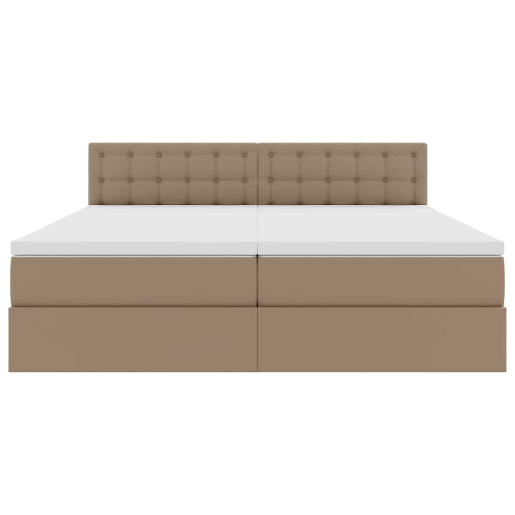 Opbergbed met LED met matras Cappuccino 180 x 200 cm Nep Leer